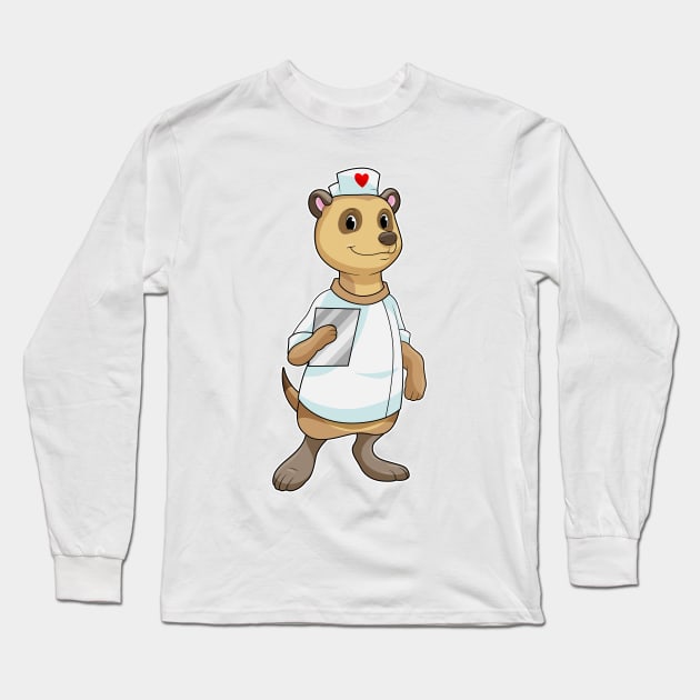 Meerkat as Nurse with Heart Long Sleeve T-Shirt by Markus Schnabel